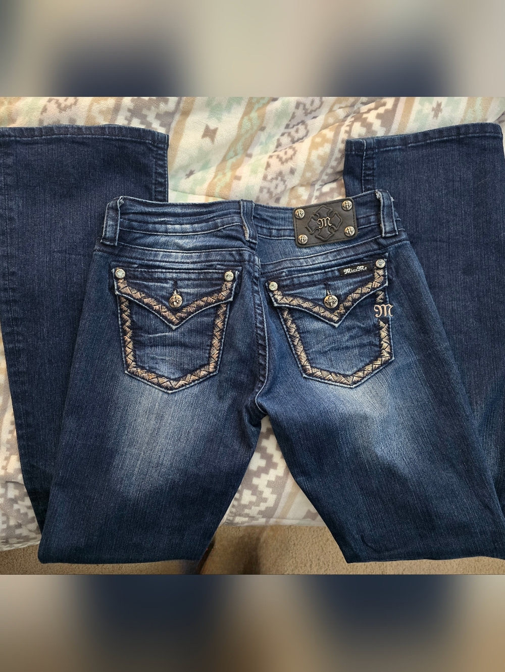 Miss Me Dark Blue Bootcut Jeans with Embroidered Back Pockets